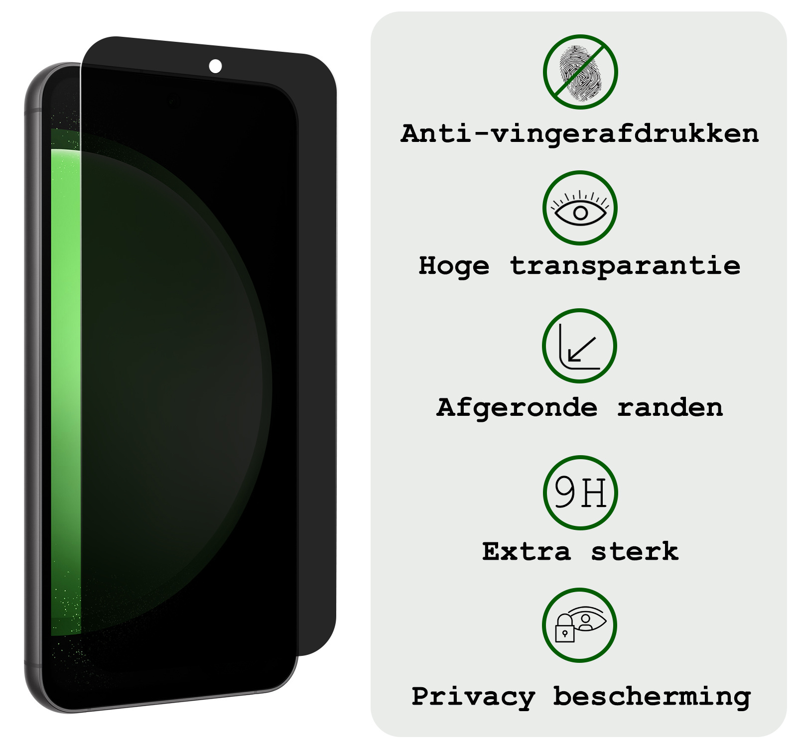 BASEY. Screenprotector Geschikt voor Samsung S23 FE Screenprotector Privacy Beschermglas - Screenprotector Geschikt voor Samsung Galaxy S23 FE Screen Protector Full Screen Privacy - 2 Stuks