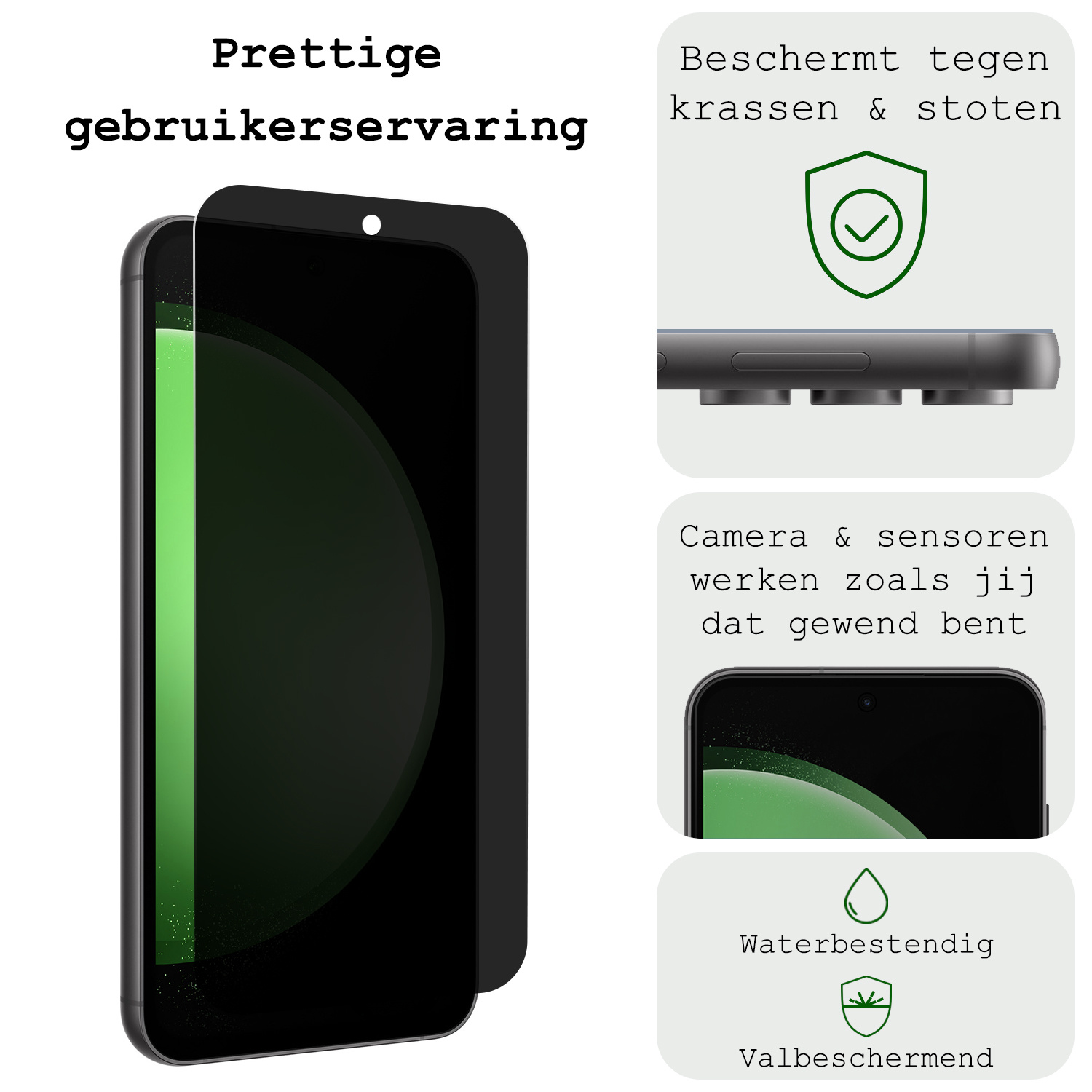 BASEY. Screenprotector Geschikt voor Samsung S23 FE Screenprotector Privacy Beschermglas - Screenprotector Geschikt voor Samsung Galaxy S23 FE Screen Protector Full Screen Privacy - 3 Stuks