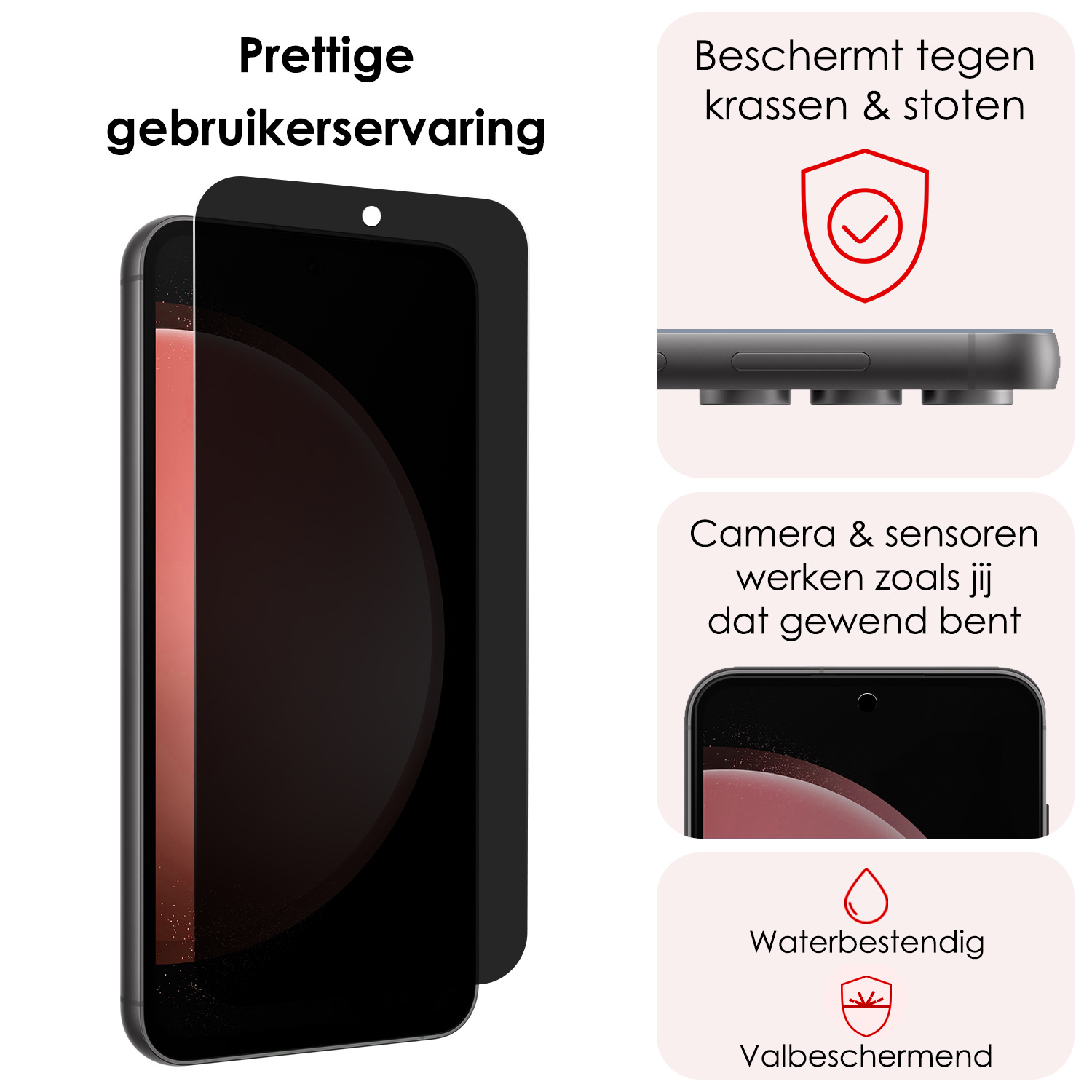 NoXx Screenprotector Geschikt voor Samsung S23 FE Screenprotector Privacy Tempered Glass Gehard Glas Display Cover - 2x