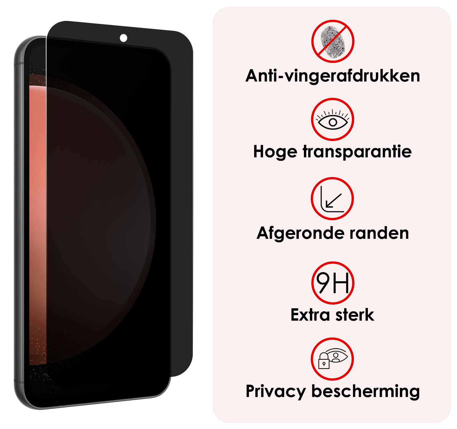 NoXx Screenprotector Geschikt voor Samsung S23 FE Screenprotector Privacy Tempered Glass Gehard Glas Display Cover - 3x