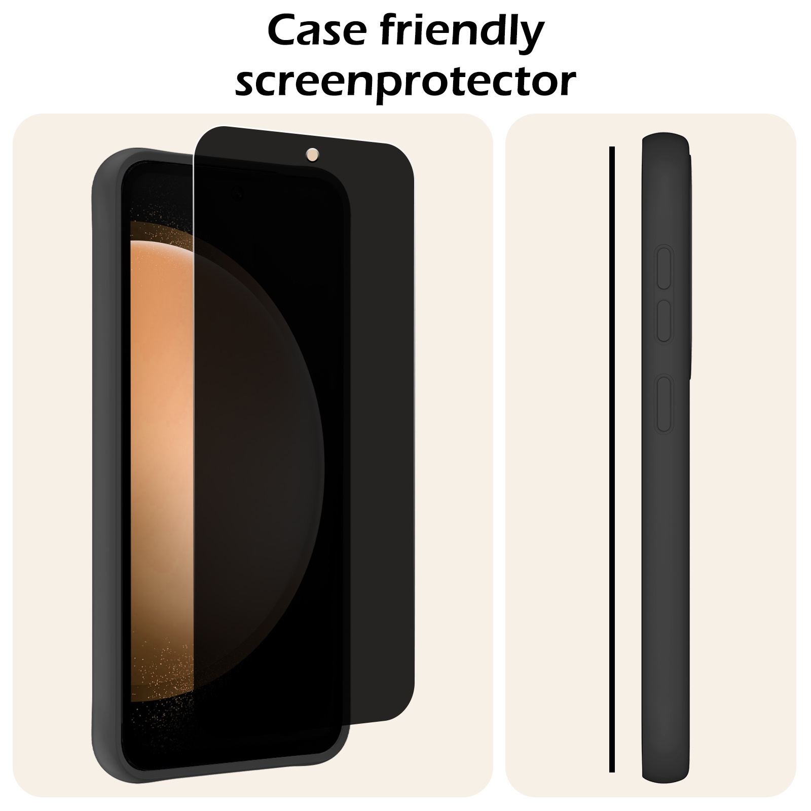 Nomfy Screenprotector Geschikt voor Samsung S23 FE Screenprotector Privacy Bescherm Glas - Screenprotector Geschikt voor Samsung Galaxy S23 FE Privacy Screenprotector Tempered Glass