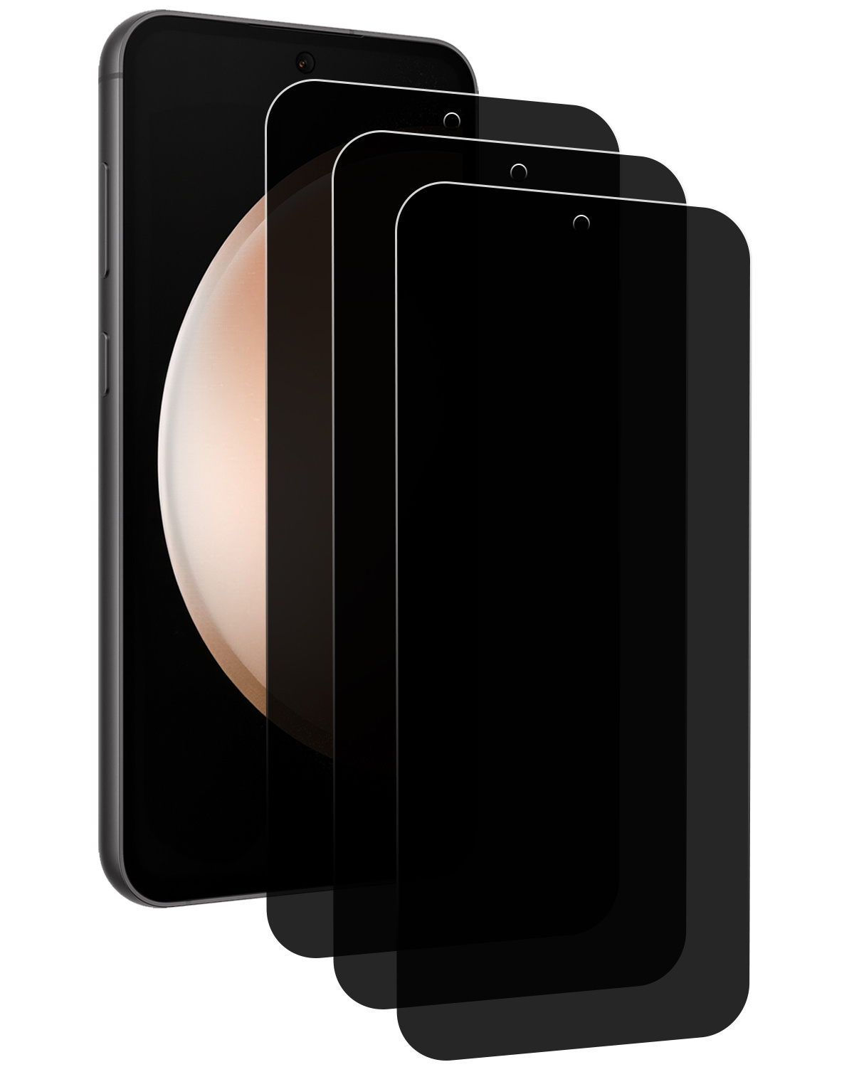 Nomfy Screenprotector Geschikt voor Samsung S23 FE Screenprotector Privacy Bescherm Glas - Screenprotector Geschikt voor Samsung Galaxy S23 FE Privacy Screenprotector Tempered Glass - 3 PACK