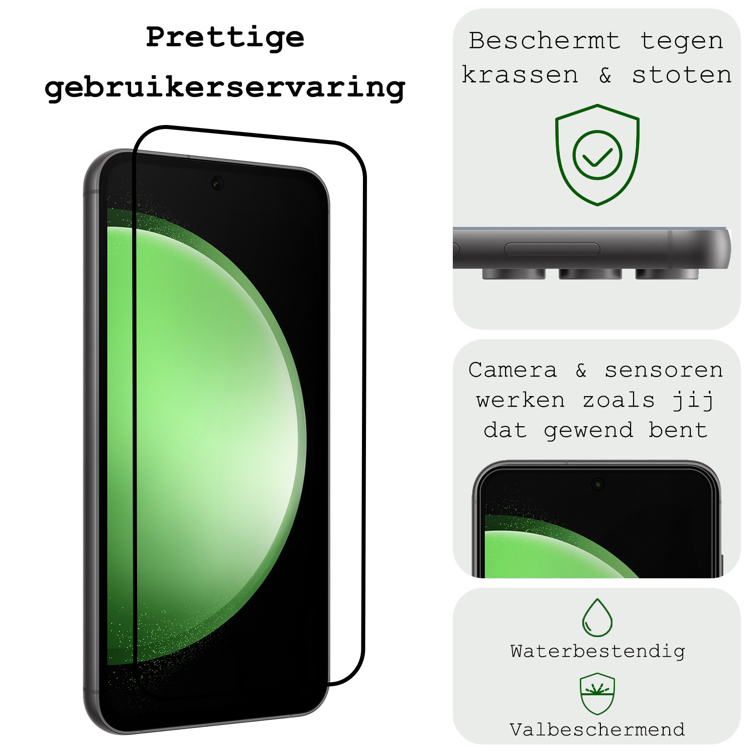 BASEY. Screenprotector Geschikt voor Samsung S23 FE Screenprotector Beschermglas Full Cover - Screenprotector Geschikt voor Samsung Galaxy S23 FE Screen Protector Full Cover - 2 Stuks