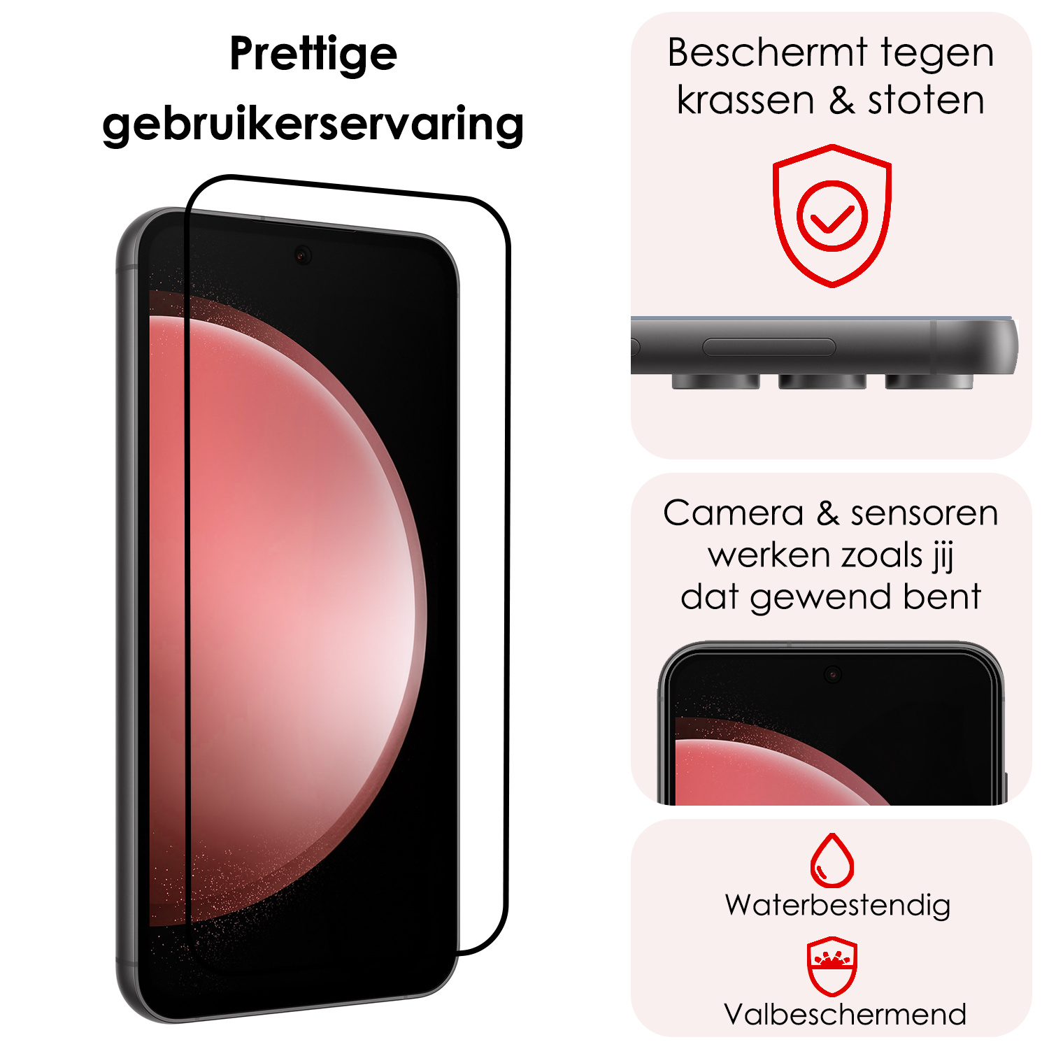 NoXx Screenprotector Geschikt voor Samsung S23 FE Screenprotector Tempered Glass Gehard Glas Full Cover