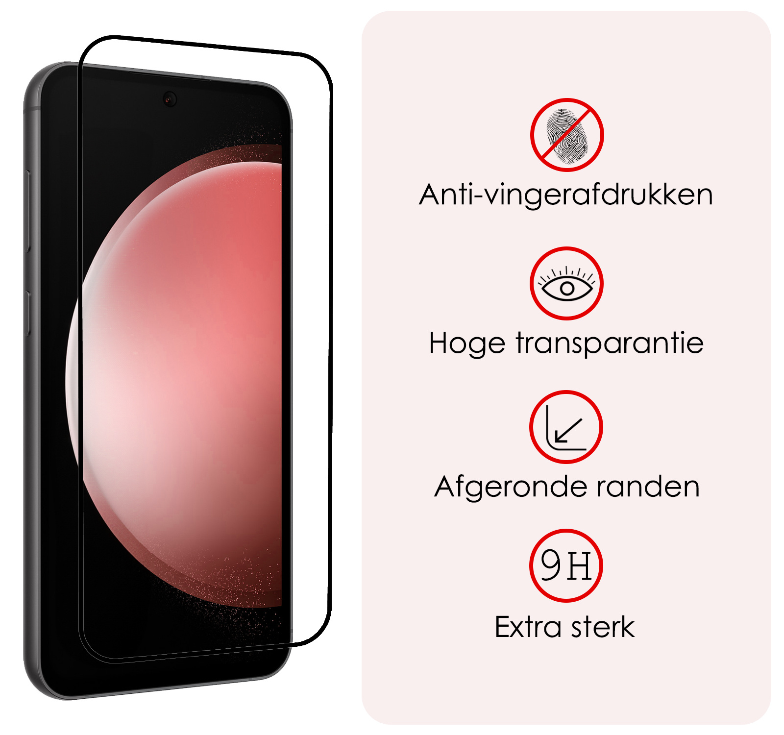 NoXx Screenprotector Geschikt voor Samsung S23 FE Screenprotector Tempered Glass Gehard Glas Full Cover - 3x