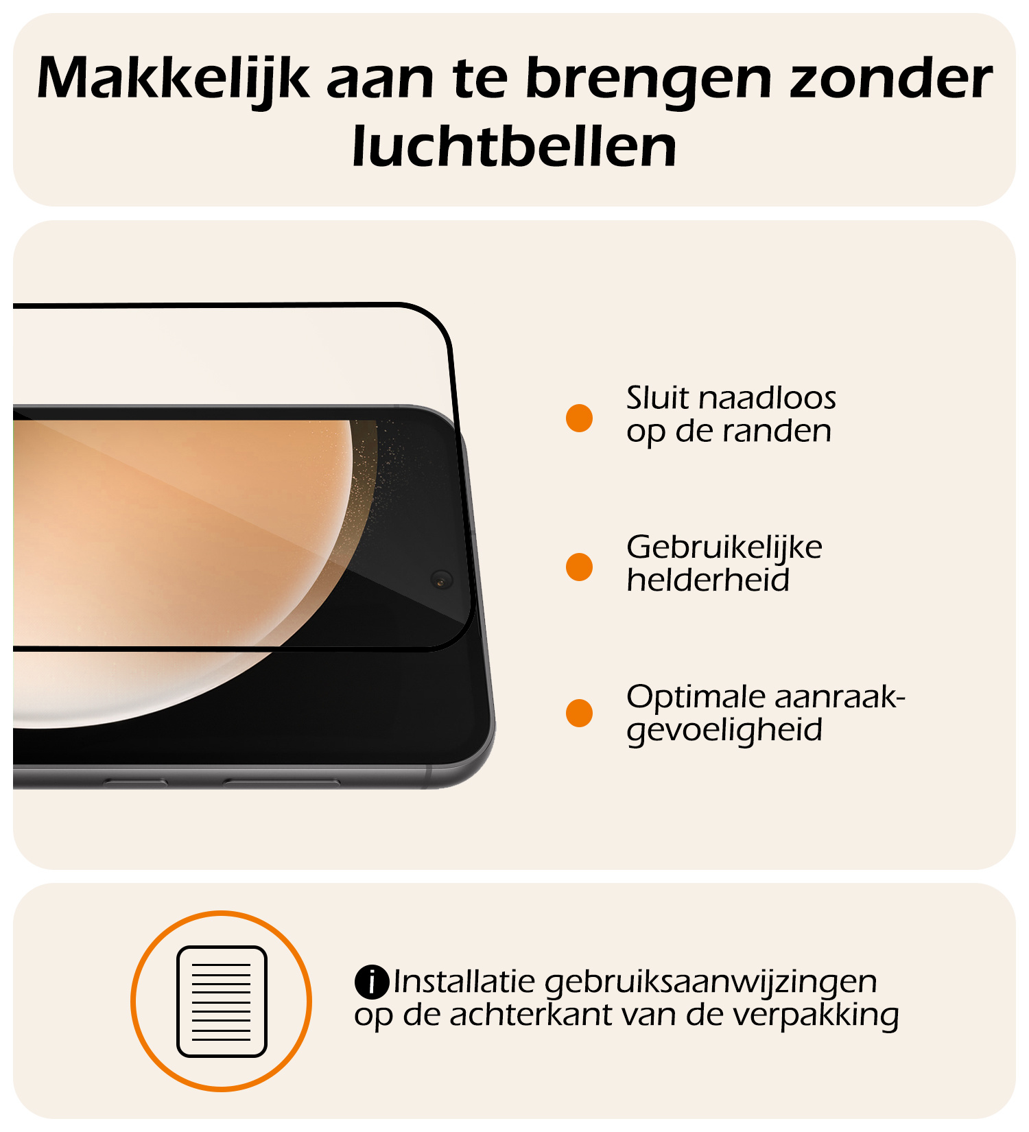 Nomfy Screenprotector Geschikt voor Samsung S23 FE Screenprotector Bescherm Glas - Screenprotector Geschikt voor Samsung Galaxy S23 FE Screen Protector Tempered Glass Full Screen Full Cover - 2 PACK