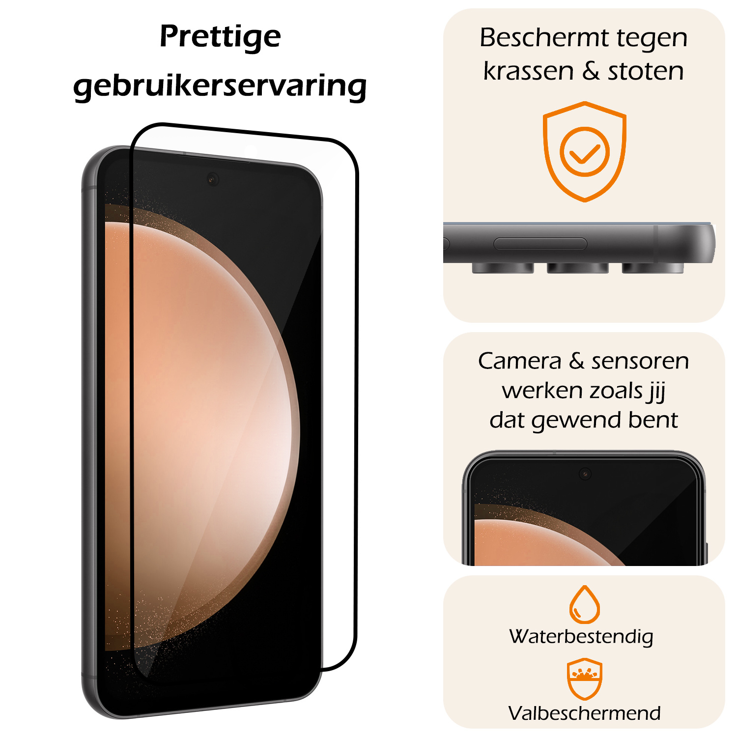 Nomfy Screenprotector Geschikt voor Samsung S23 FE Screenprotector Bescherm Glas - Screenprotector Geschikt voor Samsung Galaxy S23 FE Screen Protector Tempered Glass Full Screen Full Cover - 3 PACK