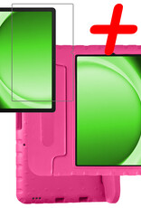 BASEY. Hoesje Geschikt voor Samsung Galaxy Tab A9 Hoesje Kinder Hoes Shockproof Kinderhoes Met Screenprotector - Kindvriendelijk Hoesje Geschikt voor Samsung Tab A9 Hoes Kids Case - Roze