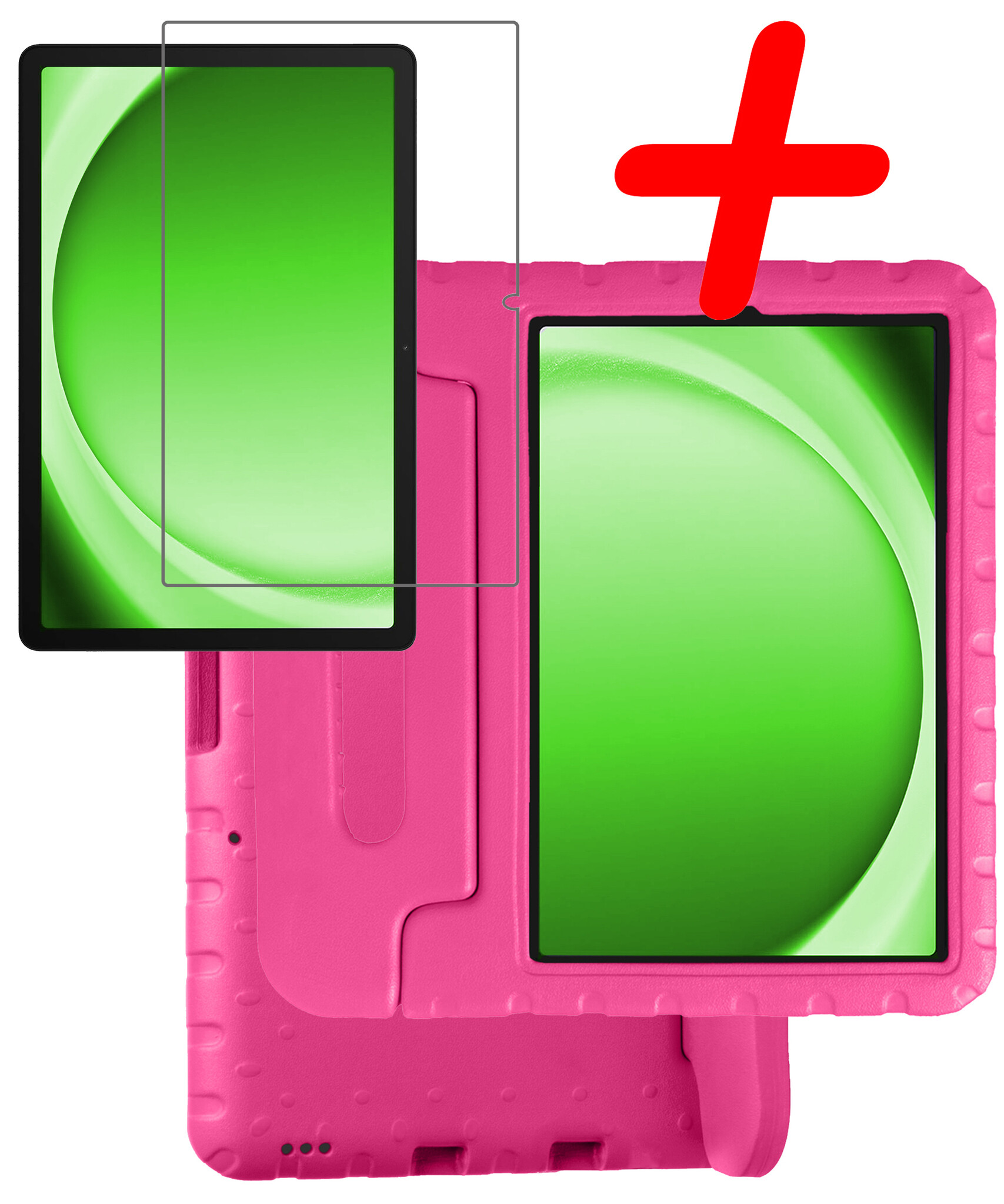 BASEY. Hoesje Geschikt voor Samsung Galaxy Tab A9 Hoesje Kinder Hoes Shockproof Kinderhoes Met Screenprotector - Kindvriendelijk Hoesje Geschikt voor Samsung Tab A9 Hoes Kids Case - Roze