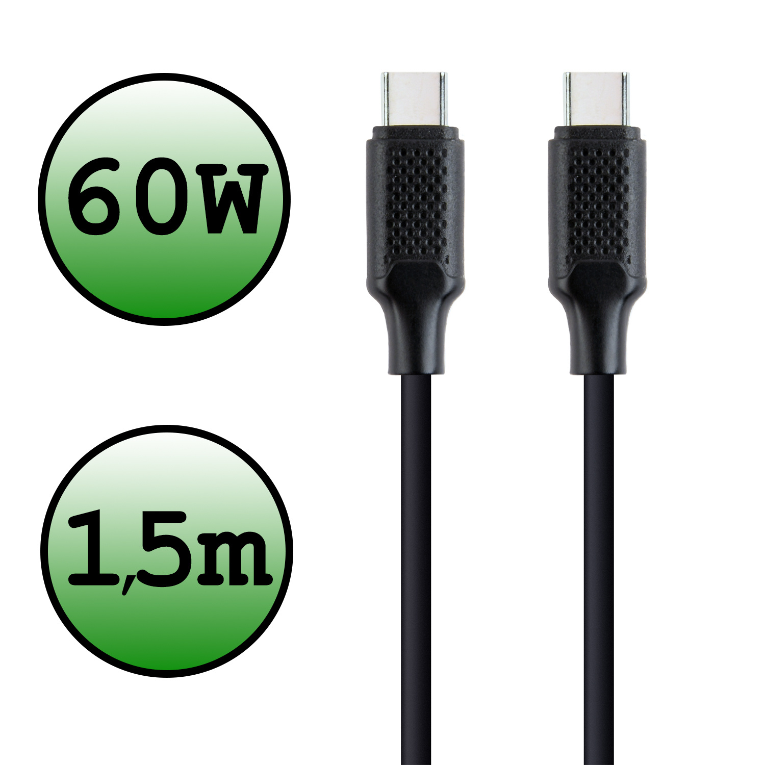 BASEY. USB C Oplader 60W - USB C Kabel - USB C naar USB C Kabel 1.5 meter