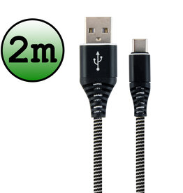 BASEY. BASEY. USB-A naar USB-C kabel - 2 meter - Zwart/Wit