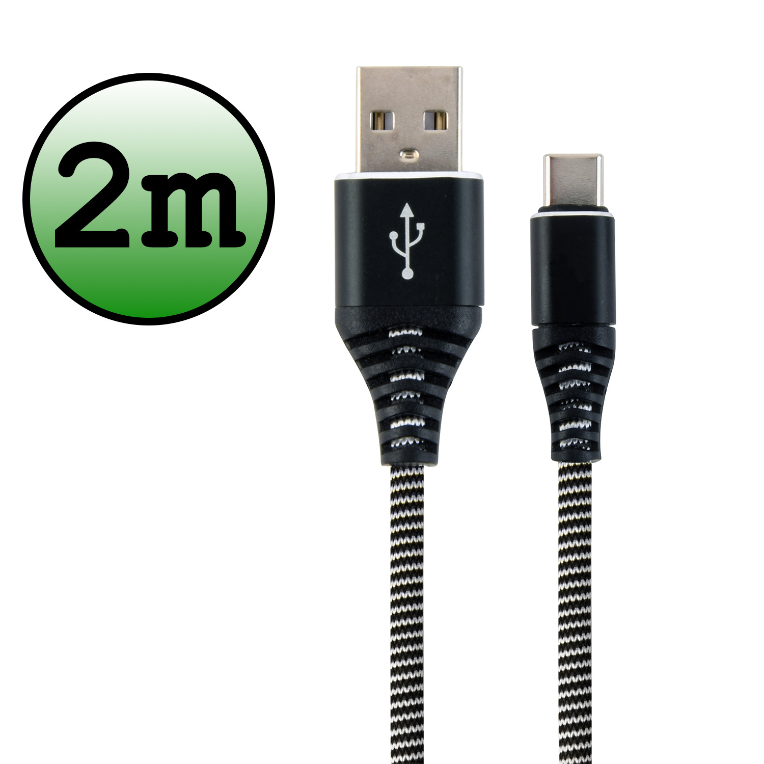 BASEY. USB C Oplader - USB C Kabel - USB C naar USB A Kabel 2 meter - Zwart