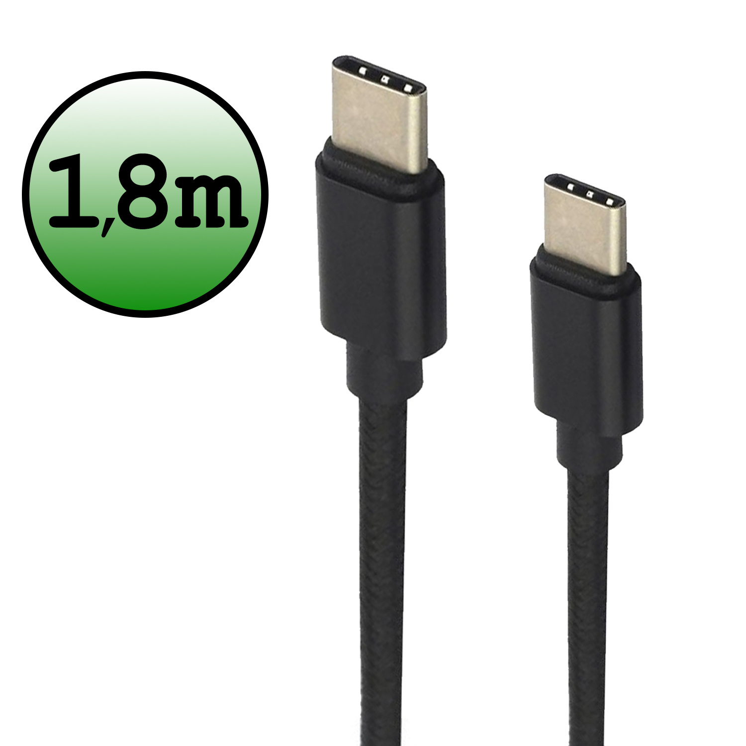 BASEY. USB C Oplader - USB C Kabel - USB C naar USB C Kabel 1.8 meter - Zwart