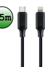 BASEY. USB C Lader Kabel Geschikt voor iPhone - USB C naar Lightning Kabel - Lightning USB Kabel - 1.5 meter - Zwart
