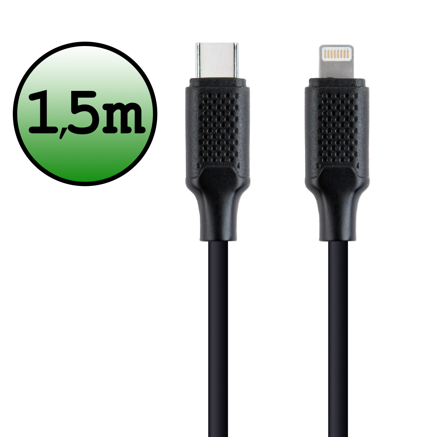 BASEY. USB C Lader Kabel Geschikt voor iPhone - USB C naar Lightning Kabel - Lightning USB Kabel - 1.5 meter - Zwart
