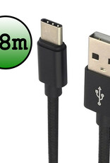 BASEY. USB C Oplader - USB C Kabel - USB C naar USB A Kabel 1.8 meter - Zwart