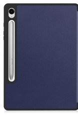 BASEY. Hoesje Geschikt voor Samsung Galaxy Tab S9 FE Hoes Case Tablet Hoesje Tri-fold Met Uitsparing Geschikt voor S Pen - Hoes Geschikt voor Samsung Tab S9 FE Hoesje Hard Cover Bookcase Hoes - Donkerblauw