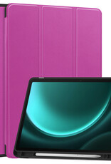 BASEY. Hoesje Geschikt voor Samsung Galaxy Tab S9 FE Hoes Case Tablet Hoesje Tri-fold Met Uitsparing Geschikt voor S Pen - Hoes Geschikt voor Samsung Tab S9 FE Hoesje Hard Cover Bookcase Hoes - Paars