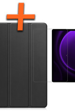 Nomfy Hoes Geschikt voor Samsung Galaxy Tab S9 FE Hoes Tri-fold Tablet Hoesje Case Met Uitsparing Geschikt voor S Pen Met Screenprotector - Hoesje Geschikt voor Samsung Tab S9 FE Hoesje Hardcover Bookcase - Zwart