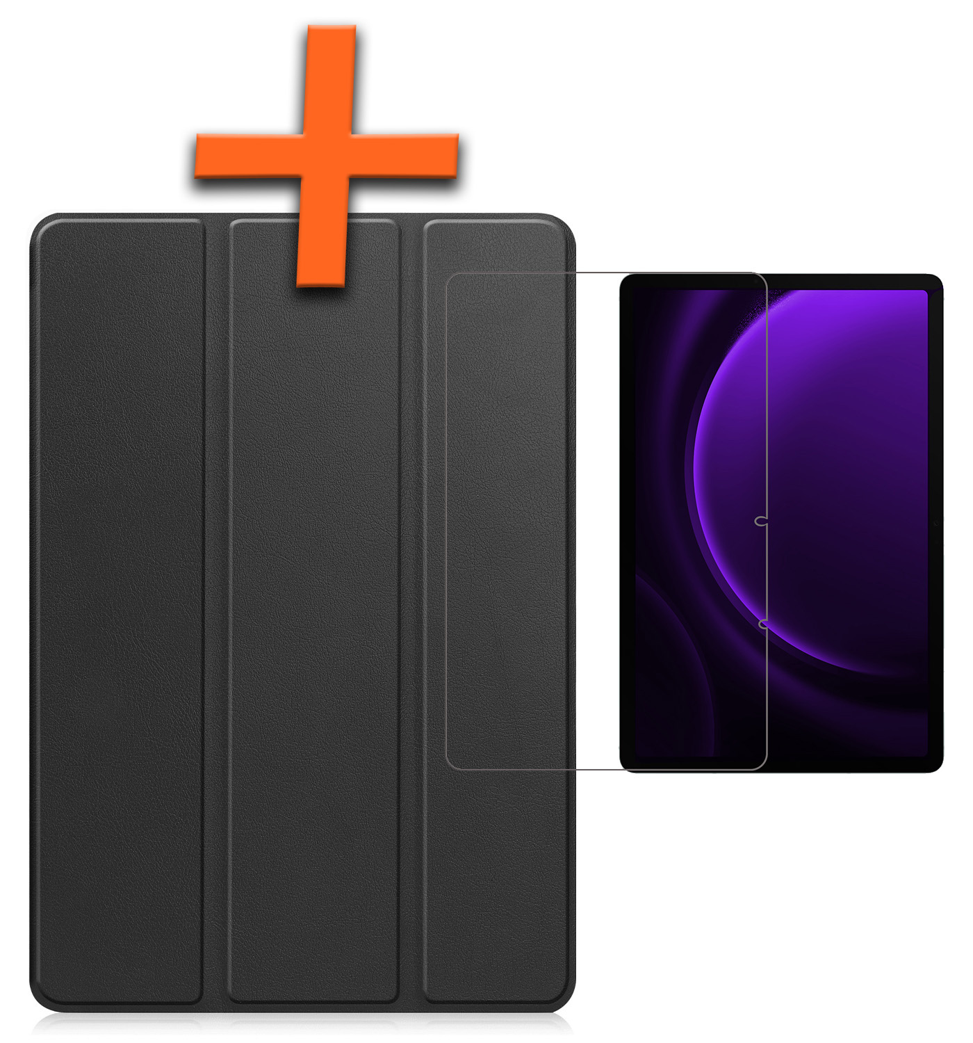 Nomfy Hoes Geschikt voor Samsung Galaxy Tab S9 FE Hoes Tri-fold Tablet Hoesje Case Met Uitsparing Geschikt voor S Pen Met Screenprotector - Hoesje Geschikt voor Samsung Tab S9 FE Hoesje Hardcover Bookcase - Zwart