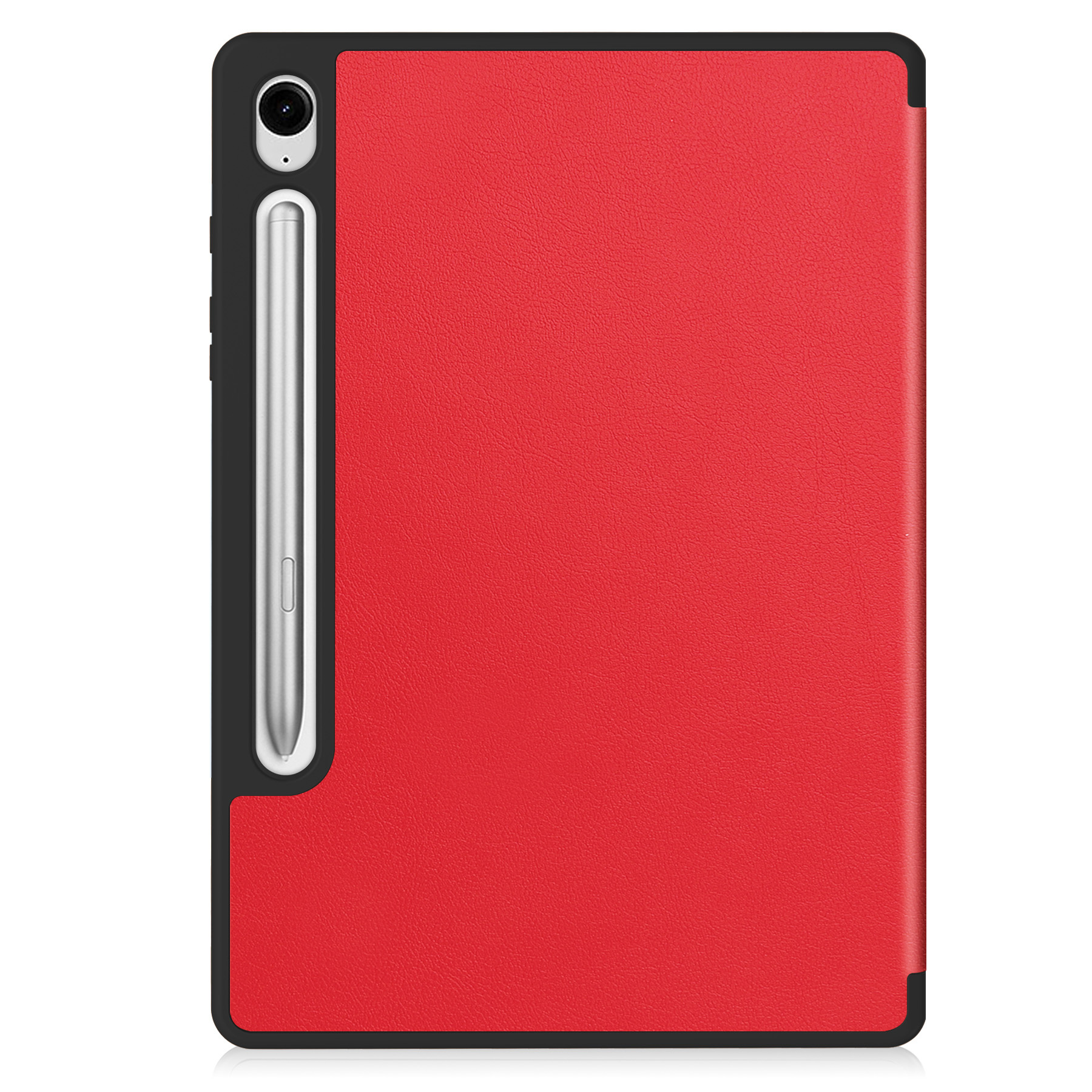 Nomfy Hoes Geschikt voor Samsung Galaxy Tab S9 FE Hoes Tri-fold Tablet Hoesje Case Met Uitsparing Geschikt voor S Pen Met Screenprotector - Hoesje Geschikt voor Samsung Tab S9 FE Hoesje Hardcover Bookcase - Rood