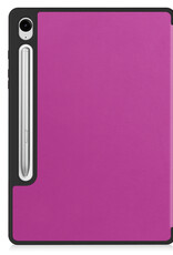 Nomfy Hoes Geschikt voor Samsung Galaxy Tab S9 FE Hoes Tri-fold Tablet Hoesje Case Met Uitsparing Geschikt voor S Pen Met Screenprotector - Hoesje Geschikt voor Samsung Tab S9 FE Hoesje Hardcover Bookcase - Paars