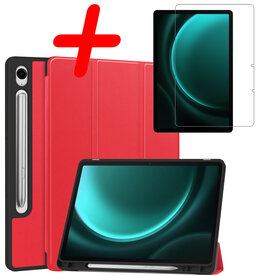 BASEY. BASEY. Samsung Galaxy Tab S9 FE Hoesje Met Uitsparing S Pen Met Screenprotector - Rood