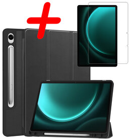 BASEY. BASEY. Samsung Galaxy Tab S9 FE Hoesje Met Uitsparing S Pen Met Screenprotector - Zwart
