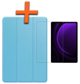 Nomfy Nomfy Samsung Galaxy Tab S9 FE Hoesje Met Uitsparing S Pen Met Screenprotector - Lichtblauw