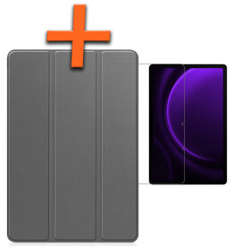 Nomfy Nomfy Samsung Galaxy Tab S9 FE Hoesje Met Uitsparing S Pen Met Screenprotector - Grijs