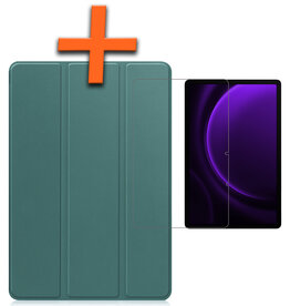 Nomfy Nomfy Samsung Galaxy Tab S9 FE Hoesje Met Uitsparing S Pen Met Screenprotector - Donkergroen
