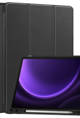 Nomfy Hoes Geschikt voor Samsung Galaxy Tab S9 FE Hoes Tri-fold Tablet Hoesje Case Met Uitsparing Geschikt voor S Pen - Hoesje Geschikt voor Samsung Tab S9 FE Hoesje Hardcover Bookcase - Zwart