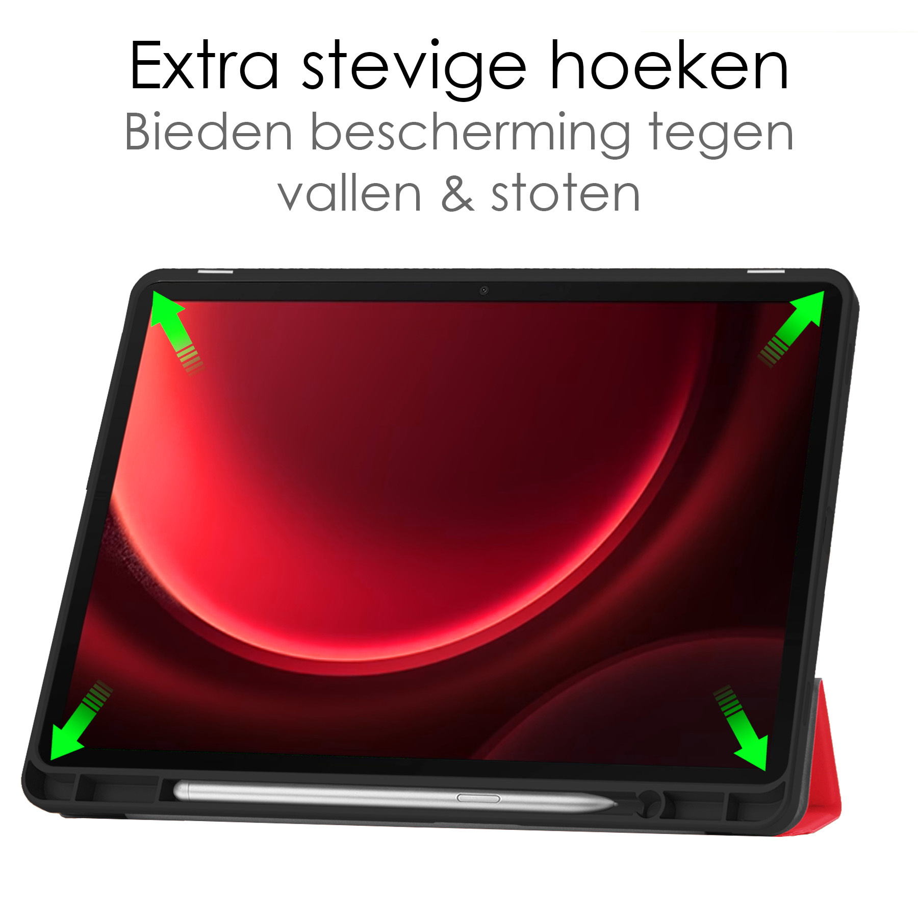 NoXx Hoesje Geschikt voor Samsung Galaxy Tab S9 FE Hoesje Case Hard Cover Hoes Book Case Met Uitsparing Geschikt voor S Pen - Rood