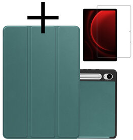 NoXx NoXx Samsung Galaxy Tab S9 FE Hoesje Met Uitsparing S Pen Met Screenprotector - Donkergroen