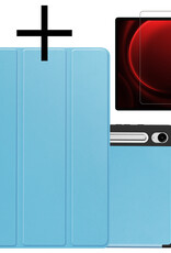 NoXx Hoesje Geschikt voor Samsung Galaxy Tab S9 FE Hoesje Case Hard Cover Hoes Book Case Met Uitsparing Geschikt voor S Pen Met Screenprotector - Lichtblauw
