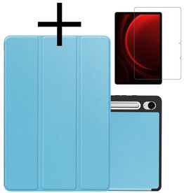 NoXx NoXx Samsung Galaxy Tab S9 FE Hoesje Met Uitsparing S Pen Met Screenprotector - Lichtblauw