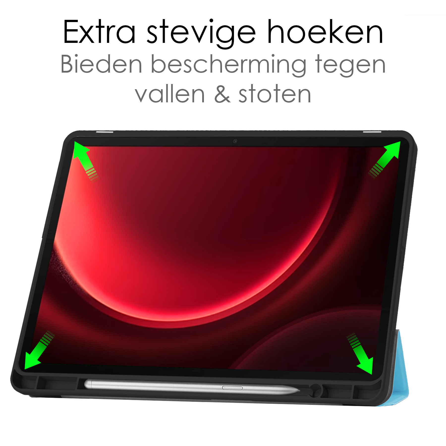NoXx Hoesje Geschikt voor Samsung Galaxy Tab S9 FE Hoesje Case Hard Cover Hoes Book Case Met Uitsparing Geschikt voor S Pen Met Screenprotector - Lichtblauw