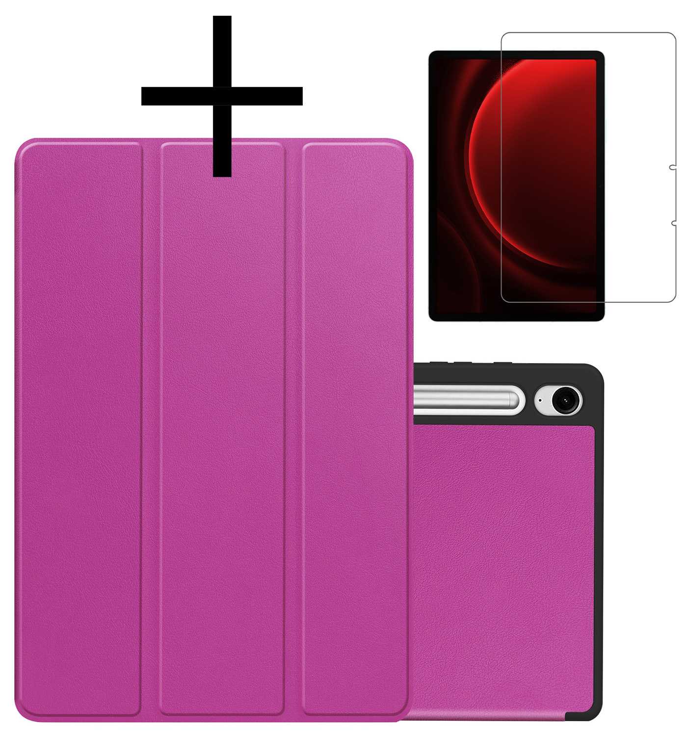 NoXx Hoesje Geschikt voor Samsung Galaxy Tab S9 FE Hoesje Case Hard Cover Hoes Book Case Met Uitsparing Geschikt voor S Pen Met Screenprotector - Paars