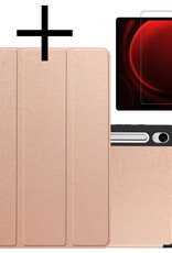 NoXx Hoesje Geschikt voor Samsung Galaxy Tab S9 FE Hoesje Case Hard Cover Hoes Book Case Met Uitsparing Geschikt voor S Pen Met Screenprotector - Rosé goud