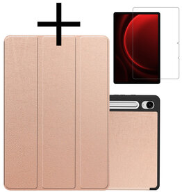NoXx NoXx Samsung Galaxy Tab S9 FE Hoesje Met Uitsparing S Pen Met Screenprotector - Rose Goud