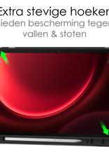 NoXx Hoesje Geschikt voor Samsung Galaxy Tab S9 FE Hoesje Case Hard Cover Hoes Book Case Met Uitsparing Geschikt voor S Pen Met Screenprotector - Rood