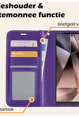 Nomfy Hoesje Geschikt voor Samsung S24 Ultra Hoes Bookcase Flipcase Book Cover - Hoes Geschikt voor Samsung Galaxy S24 Ultra Hoesje Book Case - Paars