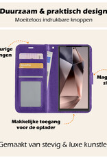 Nomfy Hoesje Geschikt voor Samsung S24 Ultra Hoes Bookcase Flipcase Book Cover - Hoes Geschikt voor Samsung Galaxy S24 Ultra Hoesje Book Case - Paars