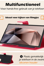 Nomfy Hoesje Geschikt voor Samsung S24 Ultra Hoes Bookcase Flipcase Book Cover - Hoes Geschikt voor Samsung Galaxy S24 Ultra Hoesje Book Case - Donkerroze