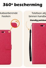 Nomfy Hoesje Geschikt voor Samsung S24 Ultra Hoes Bookcase Flipcase Book Cover - Hoes Geschikt voor Samsung Galaxy S24 Ultra Hoesje Book Case - Donkerroze