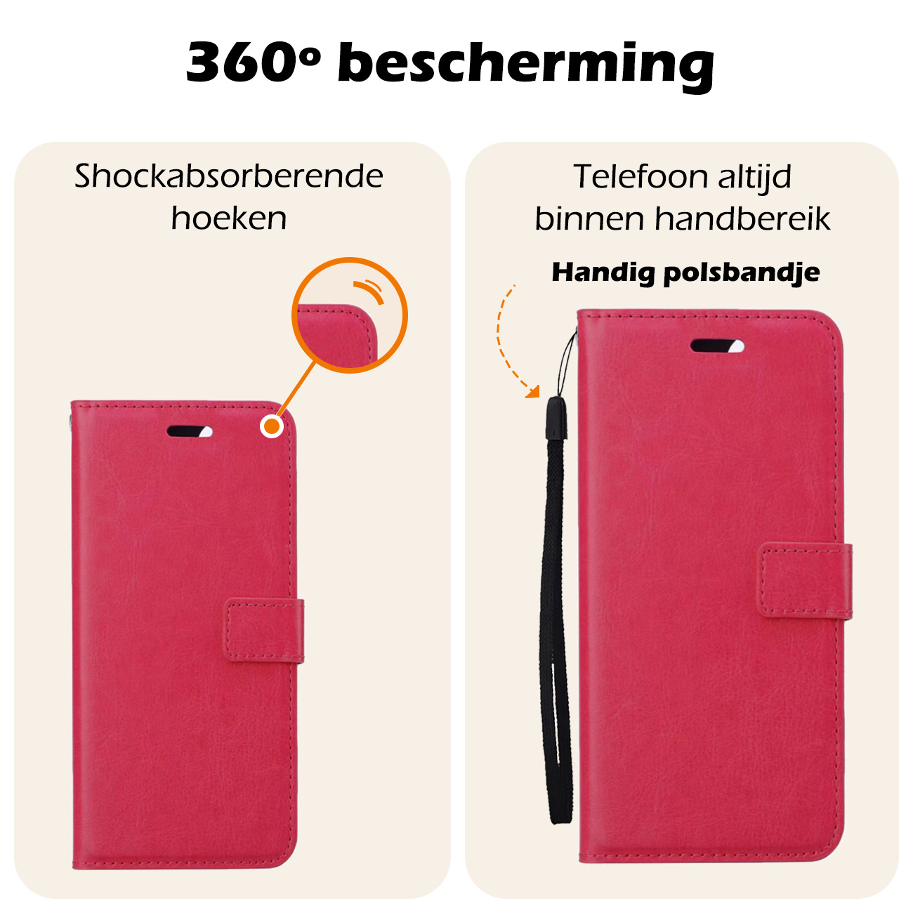 Nomfy Hoesje Geschikt voor Samsung S24 Ultra Hoes Bookcase Flipcase Book Cover - Hoes Geschikt voor Samsung Galaxy S24 Ultra Hoesje Book Case - Donkerroze