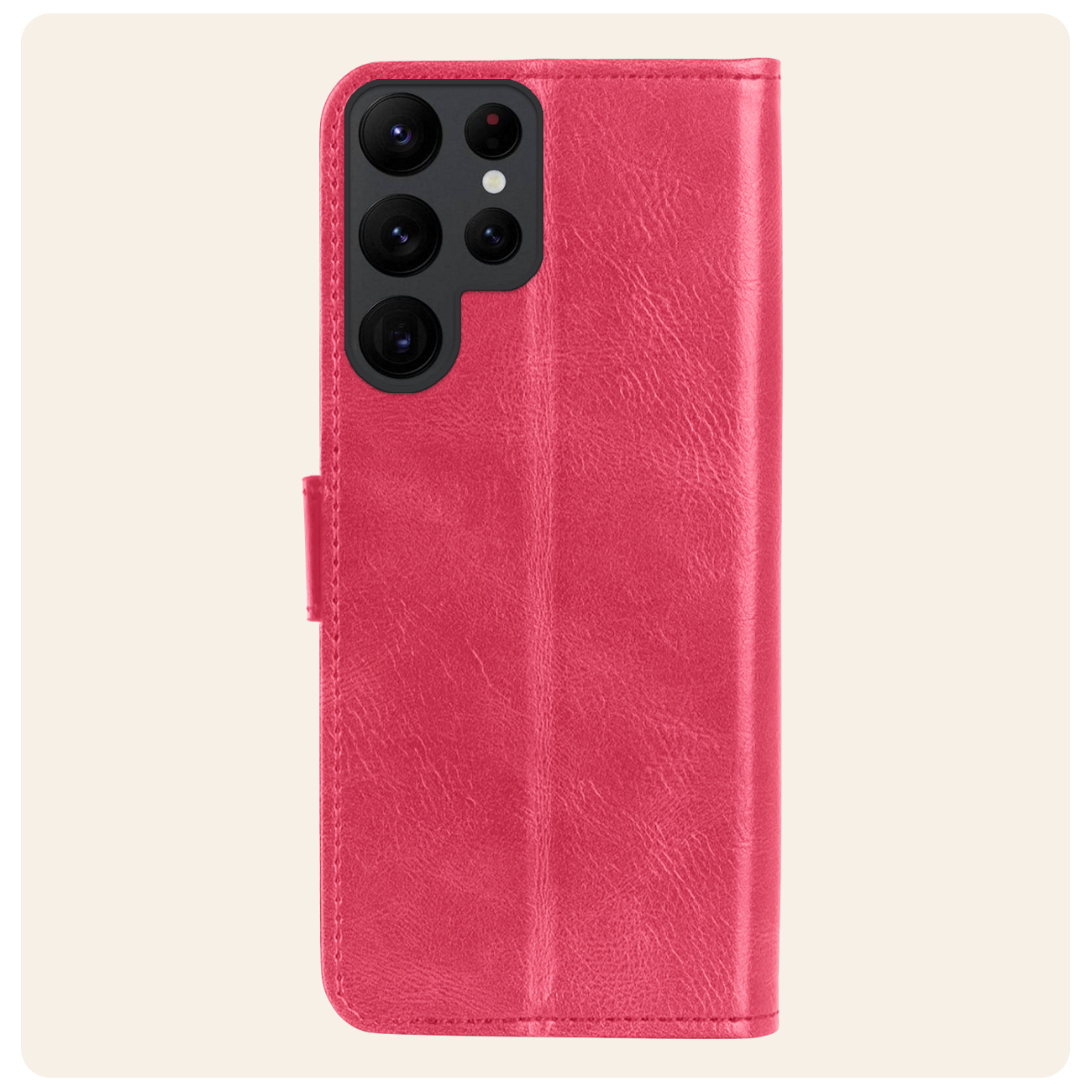 Nomfy Hoesje Geschikt voor Samsung S24 Ultra Hoes Bookcase Flipcase Book Cover - Hoes Geschikt voor Samsung Galaxy S24 Ultra Hoesje Book Case - Donkerroze