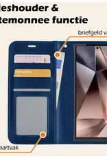 Nomfy Hoesje Geschikt voor Samsung S24 Ultra Hoes Bookcase Flipcase Book Cover - Hoes Geschikt voor Samsung Galaxy S24 Ultra Hoesje Book Case - Donkerblauw