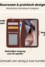 Nomfy Hoesje Geschikt voor Samsung S24 Ultra Hoes Bookcase Flipcase Book Cover - Hoes Geschikt voor Samsung Galaxy S24 Ultra Hoesje Book Case - Bruin