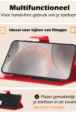 Nomfy Hoesje Geschikt voor Samsung S24 Hoes Bookcase Flipcase Book Cover - Hoes Geschikt voor Samsung Galaxy S24 Hoesje Book Case - Rood